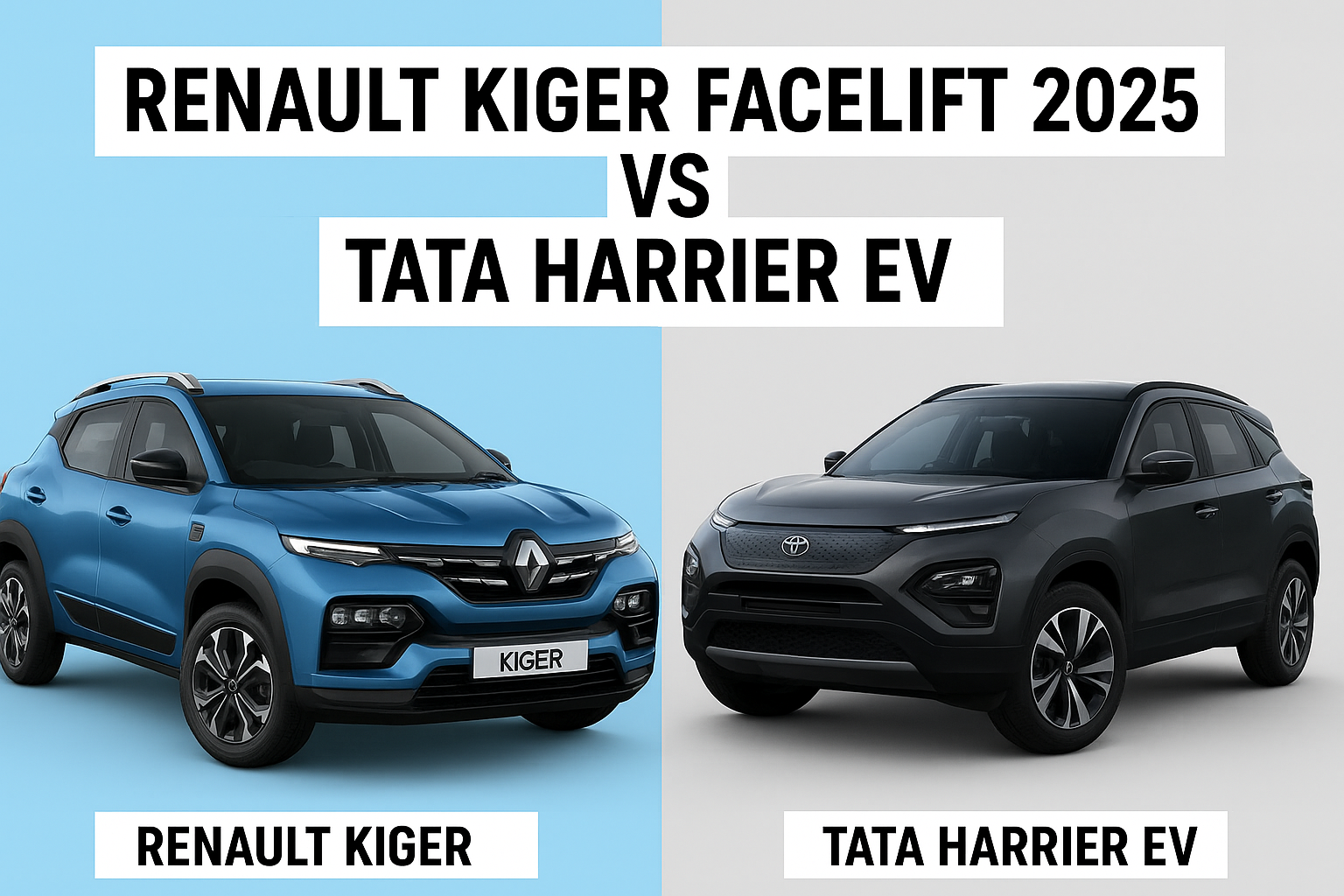 2025 की दो नई SUVs का मुकाबला: Renault Kiger Facelift बनाम Tata Harrier EV 1 Renault Kiger Facelift 2025 vs Tata Harrier EV 2025 comparison