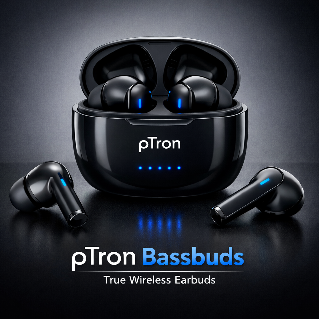 pTron Bassbuds बजट ईयरबड्स – बेसिक साउंड क्वालिटी, कैज़ुअल म्यूज़िक और इनडोर कॉलिंग के लिए, किफायती कीमत।